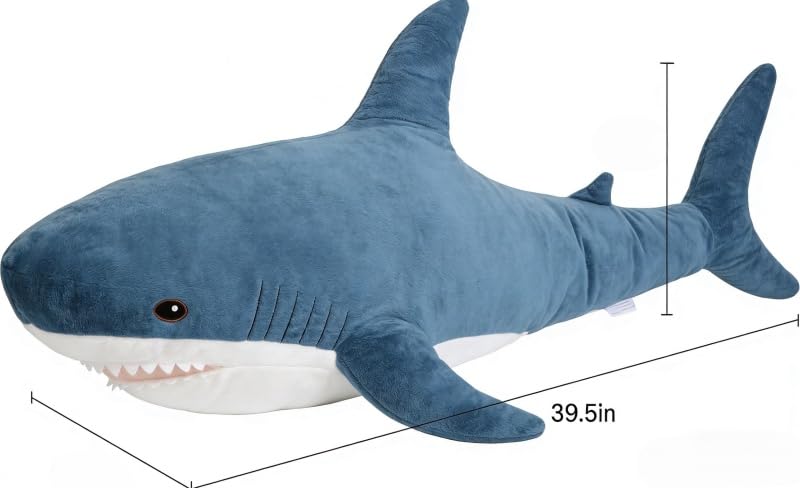 XIGUI 39-5inch shark plush toy offers bold size for cuddly companionship.