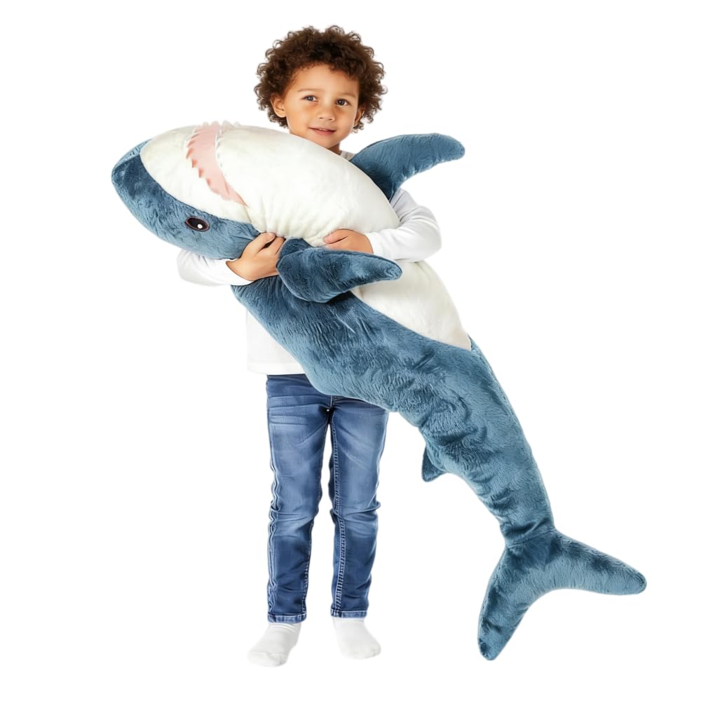 XIGUI giant shark plush toy pillow adds playful decor and cozy support.