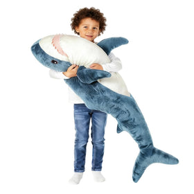 XIGUI giant shark plush toy pillow adds playful decor and cozy support.