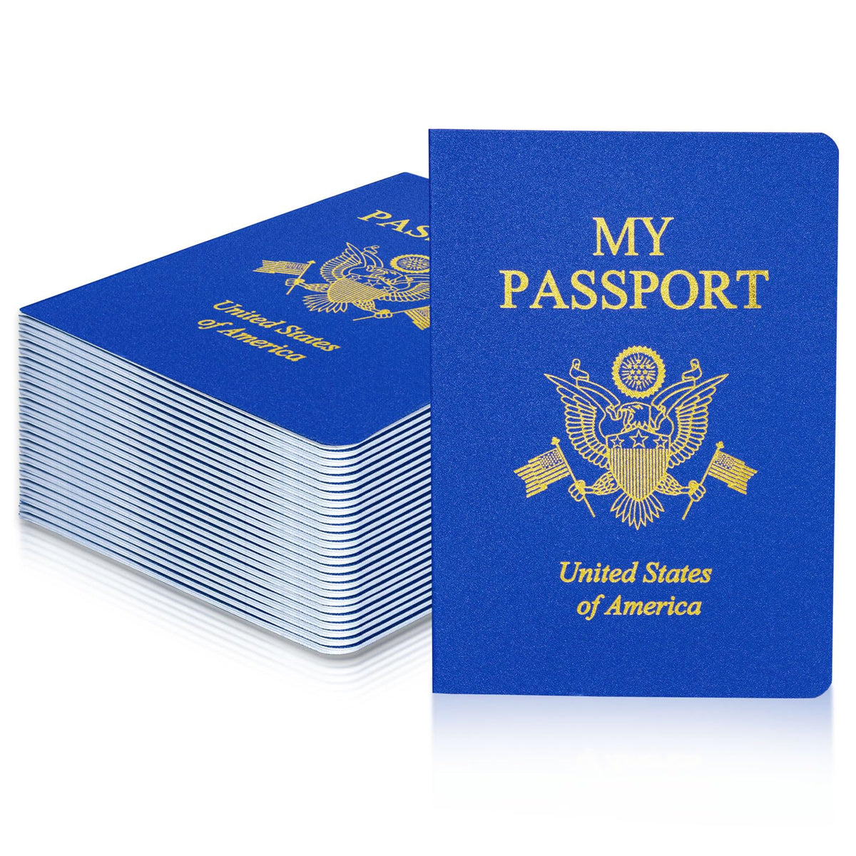 XIISVINT blank passport notebook with blue cover for kids' travel pretend play