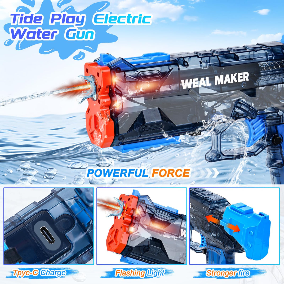 Xikec USB-C fast charging water pistol for longer backyard battles