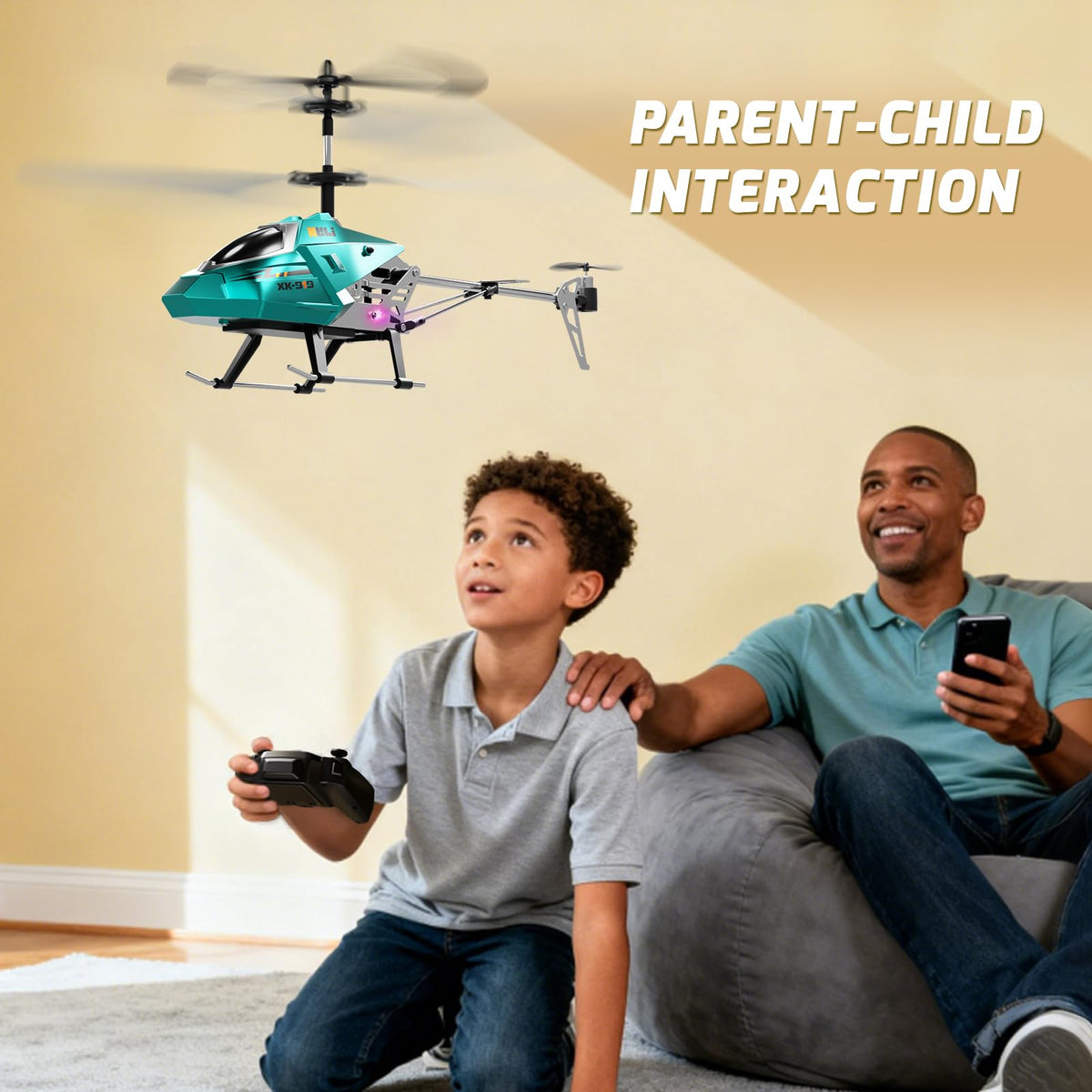 XIKOTEC indoor play image demonstrates safe, controlled flying.