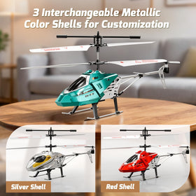 XIKOTEC RC helicopter LED lights illuminate indoor play sessions.