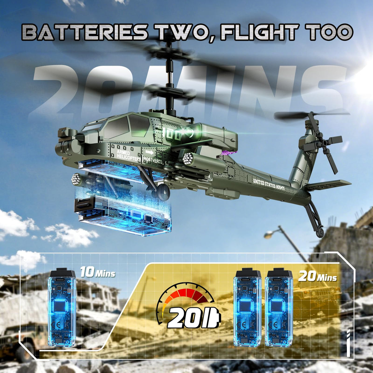 XIKOTEC RC helicopter side view highlighting compact size for beginners