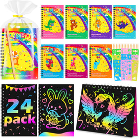 Ximoeo rainbow scratch notebook pack—vivid color reveal sparks creativity for kids.