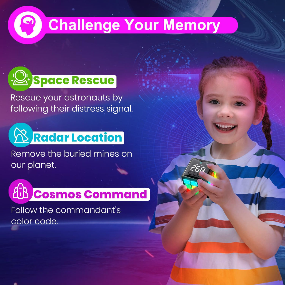 Xinbeiya Rechargeable Cube dynamic lighting and sound enhance engagement.