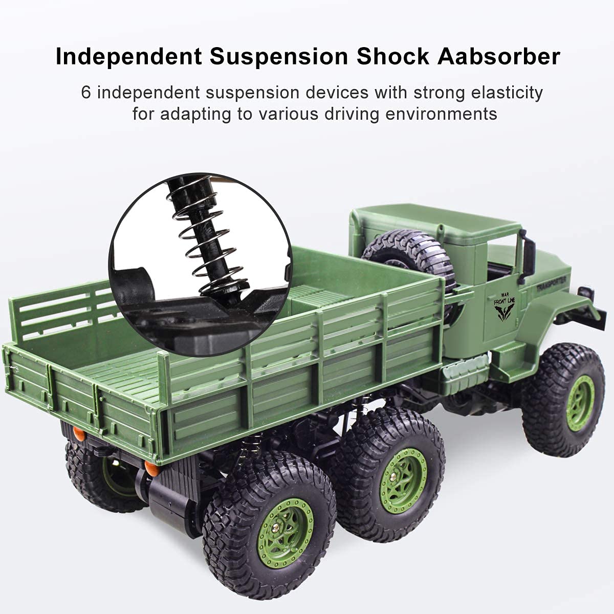 XINGRUI 1:18 RC military truck 2.4 GHz remote control for easy driving