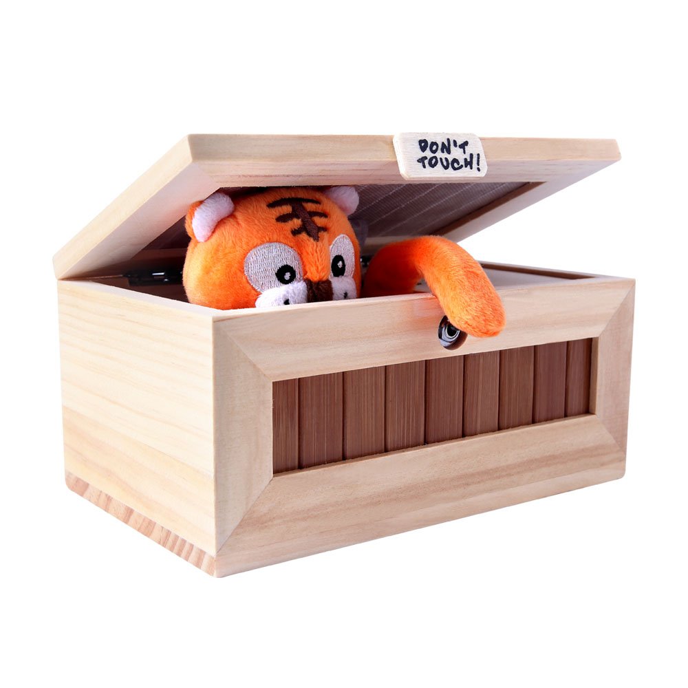 XINHOME Don't Touch Useless Box tiger pops out, creating a fun desk distraction.