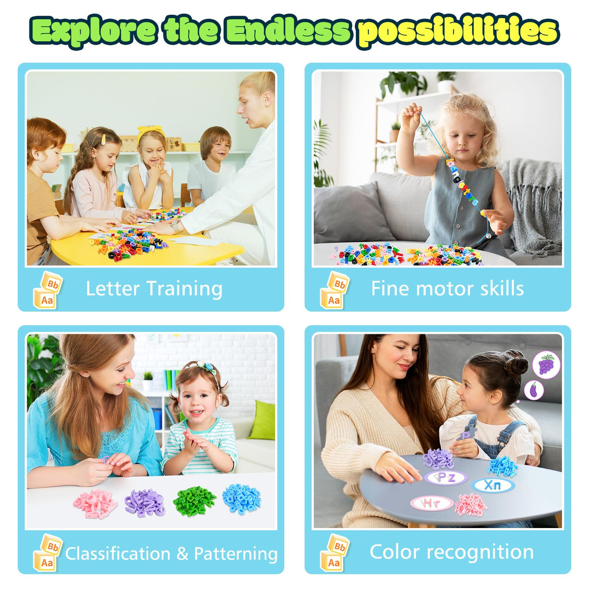 XINHUIDALSQ child threading beads for spelling practice