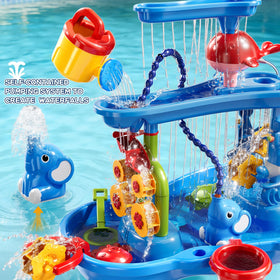 XINNOVEL auto 3-tier water table showing rain-like pour from the top tray