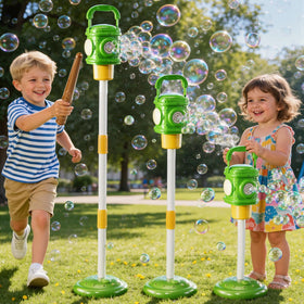 XINNOVEL Bubble Machine on a stand with adjustable height for versatile toddler play.