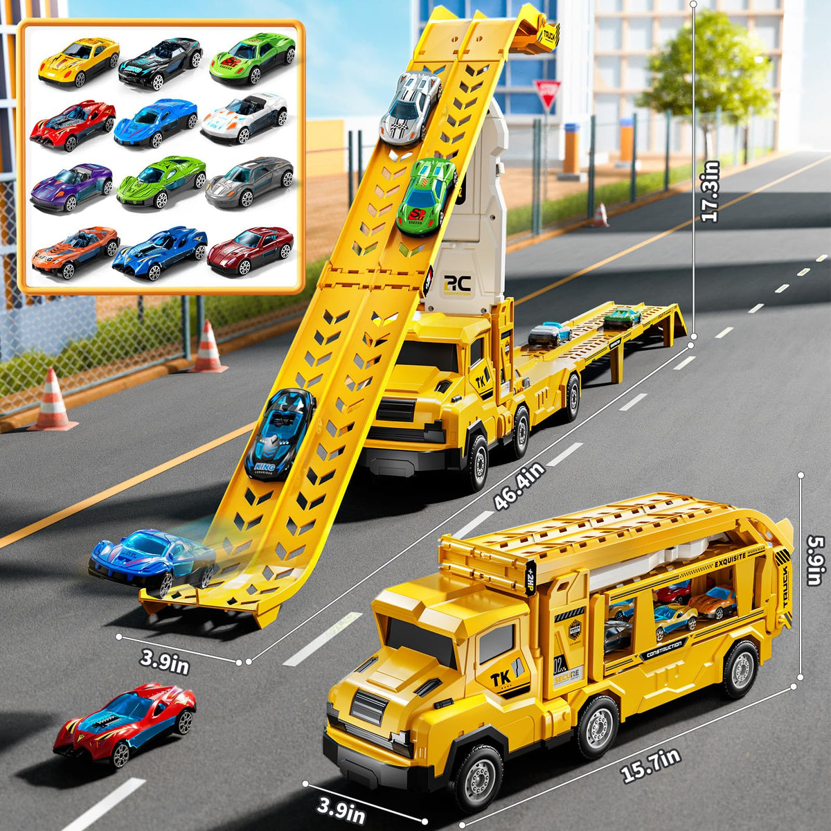XINNOVEL 12-pack die-cast cars included for immersive racing