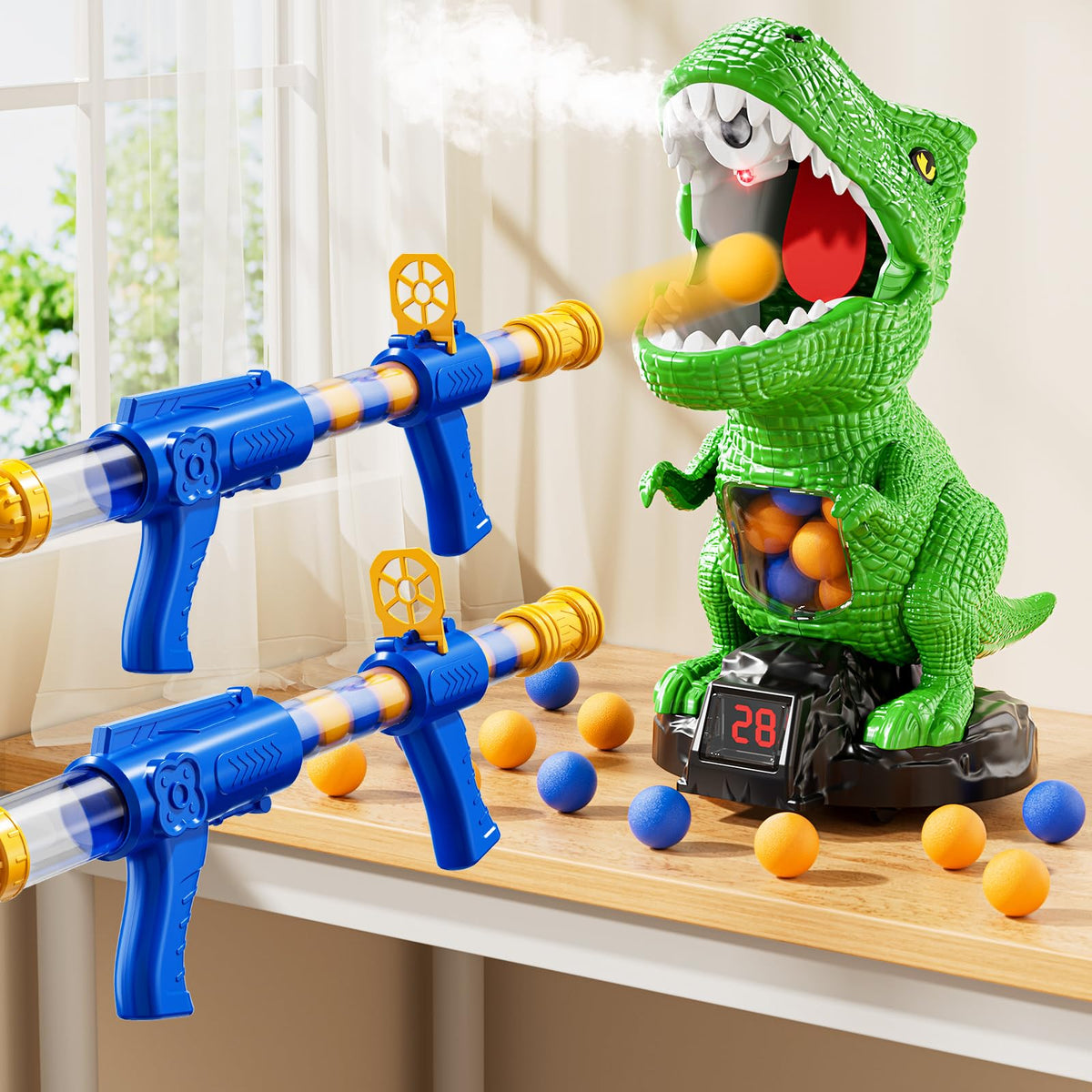 XINNOVEL dinosaur shooting target set boosts coordination during family play.