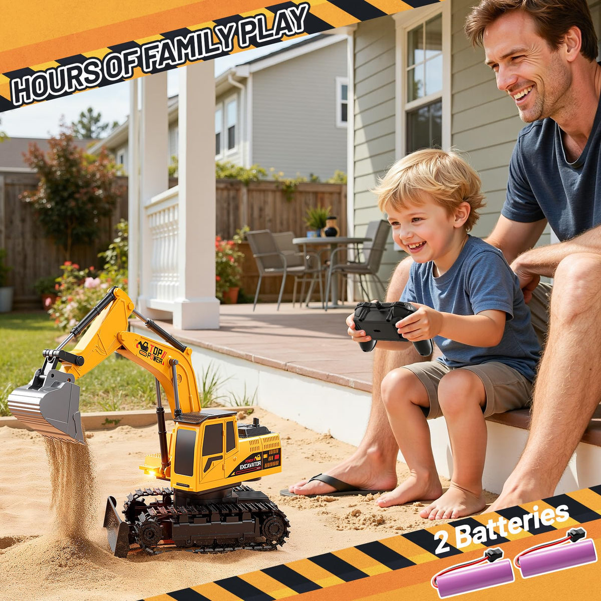 XINNOVEL Front shovel digging action enhances realistic excavation experience for kids.