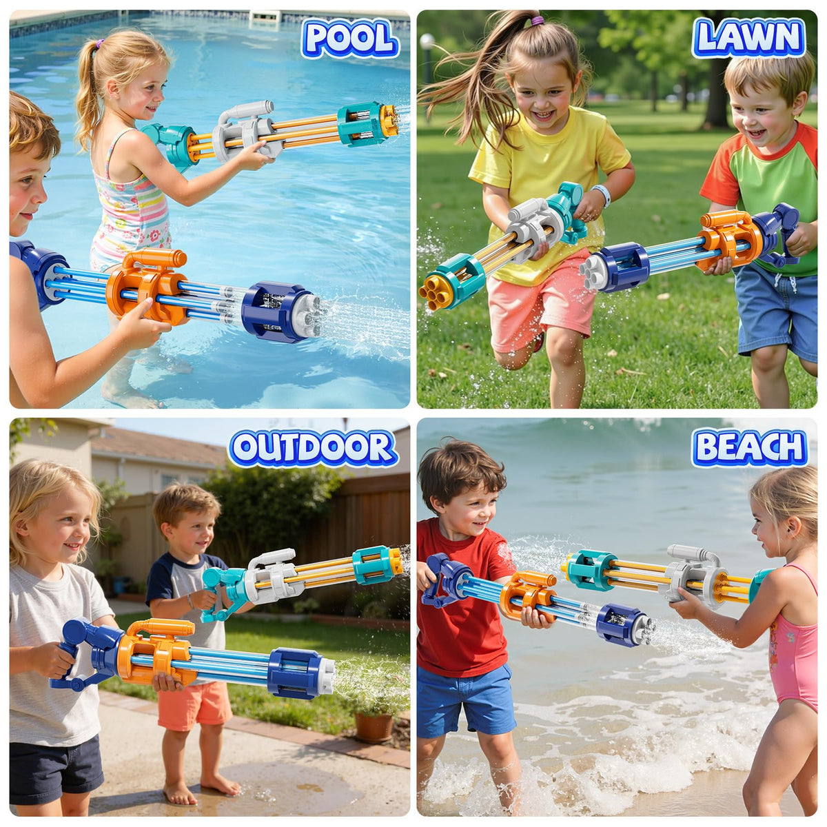 XINNOVEL kids enjoying water battle in outdoor play with the 2-pack guns