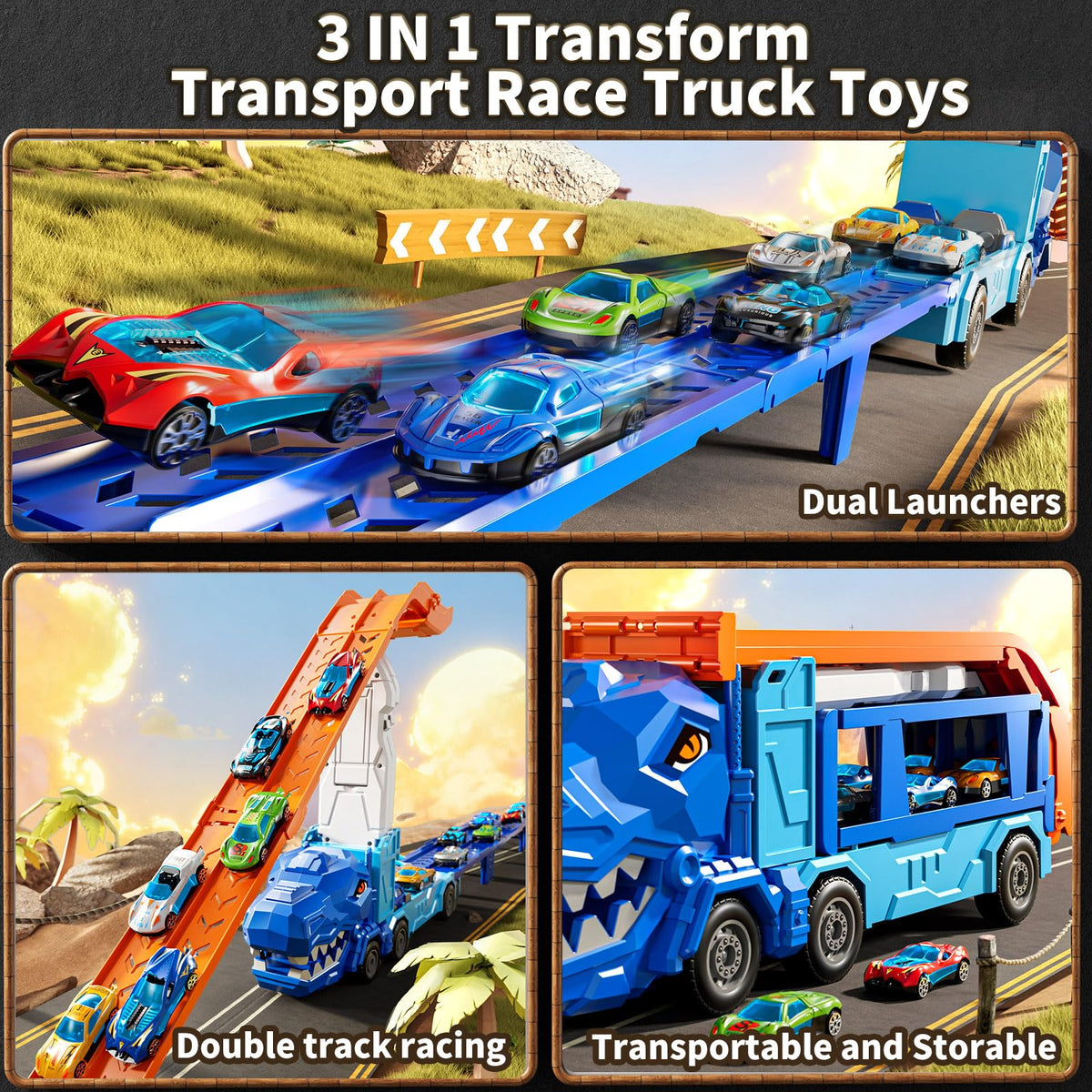 XINNOVEL storage cabins keep cars organized between play sessions.