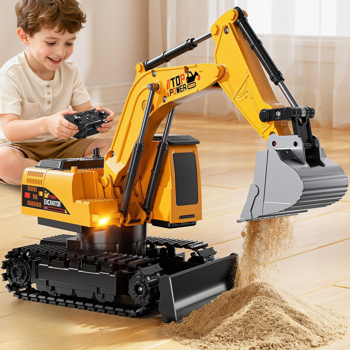 XINNOVEL RC Excavator Toy with 360-degree rotation for hands-on engineering play.