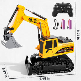 XINNOVEL RC Excavator Toy with lights and sounds for immersive play.