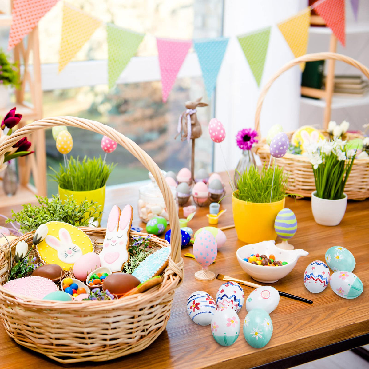 Xinnun kids' craft wooden Easter eggs spark creative play and learning.