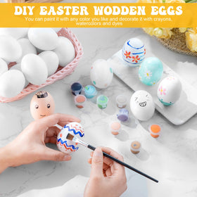 Xinnun realistic wooden Easter egg close-up showing smooth finish for crafts.