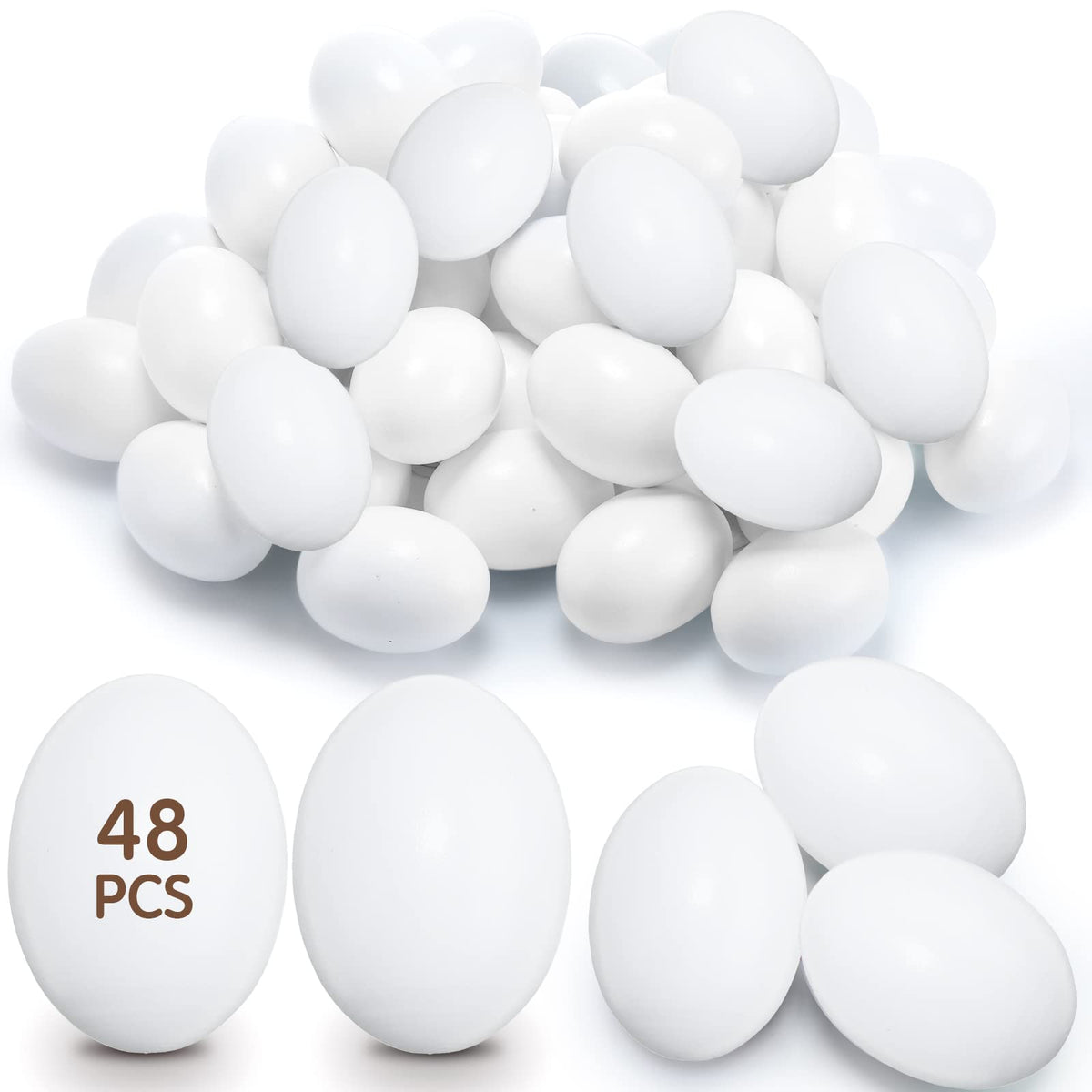 Xinnun wooden Easter egg 48-pack ready for DIY decorating and display.