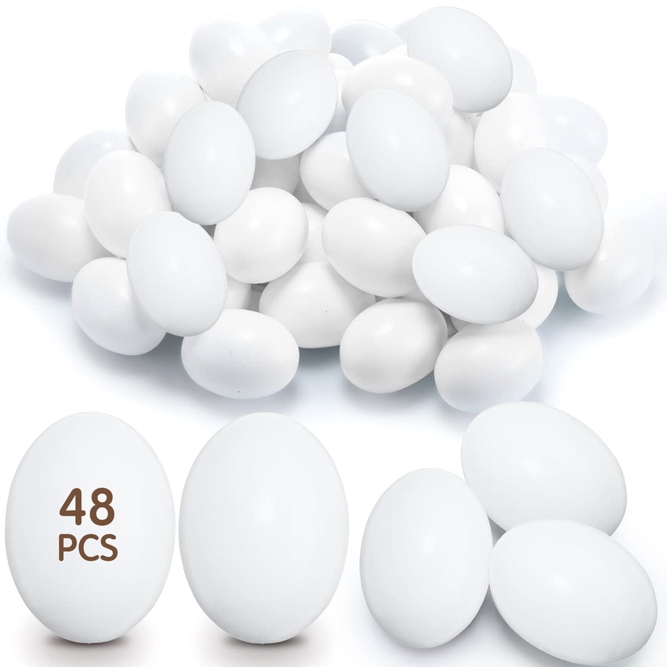 Xinnun wooden Easter egg 48-pack ready for DIY decorating and display.