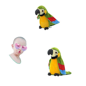 Xinrirong Talking Parrot plush—battery-operated, quick switch-on for instant fun.