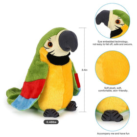 Xinrirong Talking Parrot plush—wings flapping, adds dynamic play and visual stimulation.