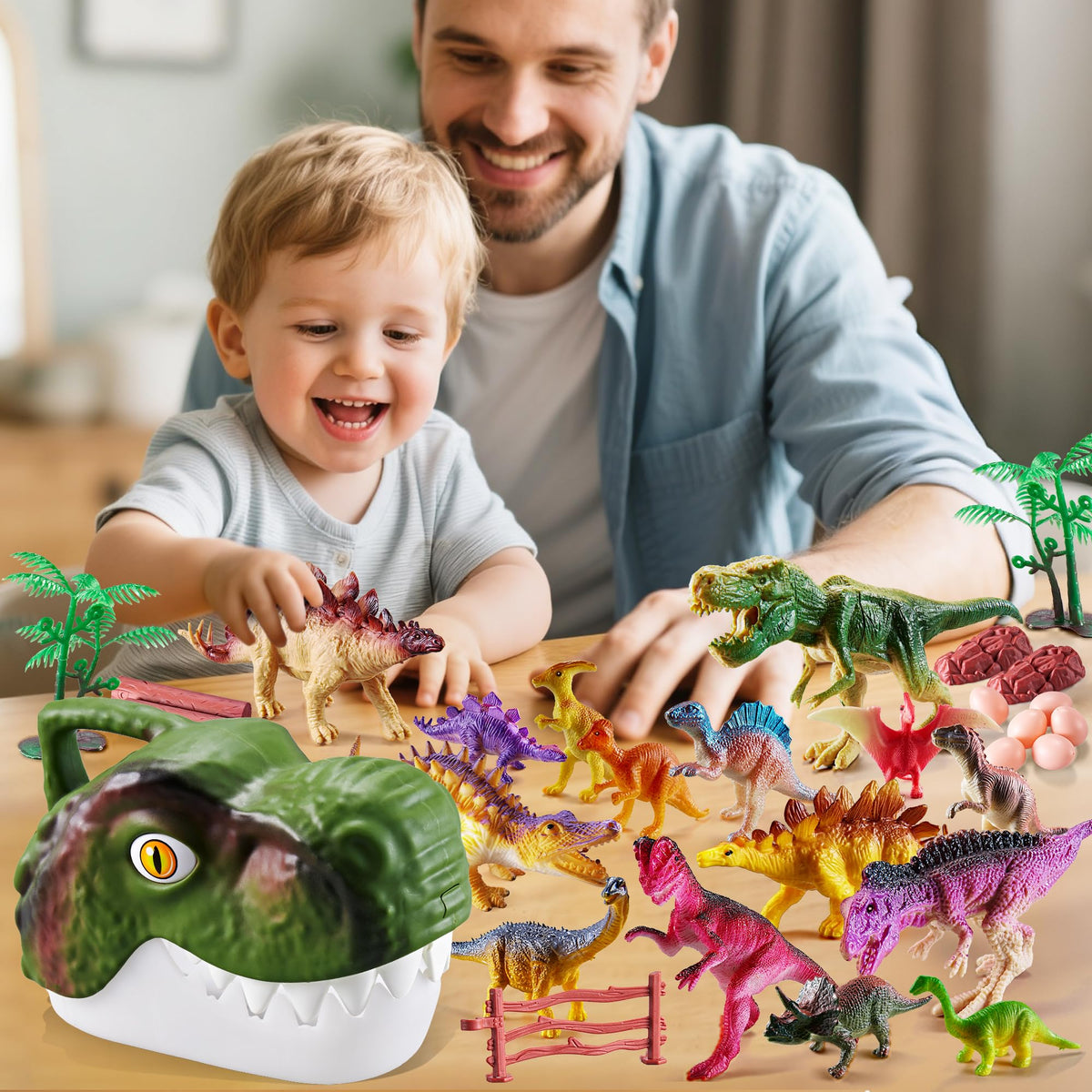 XINSITE dino figures with fence and trees for guided storytelling