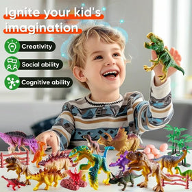 XINSITE dinosaurs with eggs trees and fence create mini prehistoric landscape
