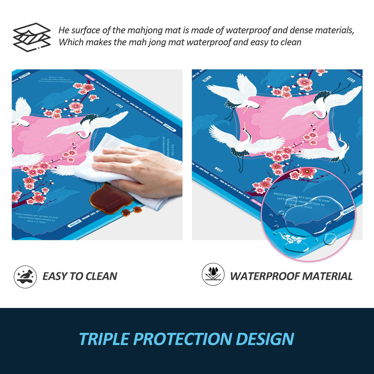 XINTONG Mahjong Mat wrinkle-free design stays flat after unfolding