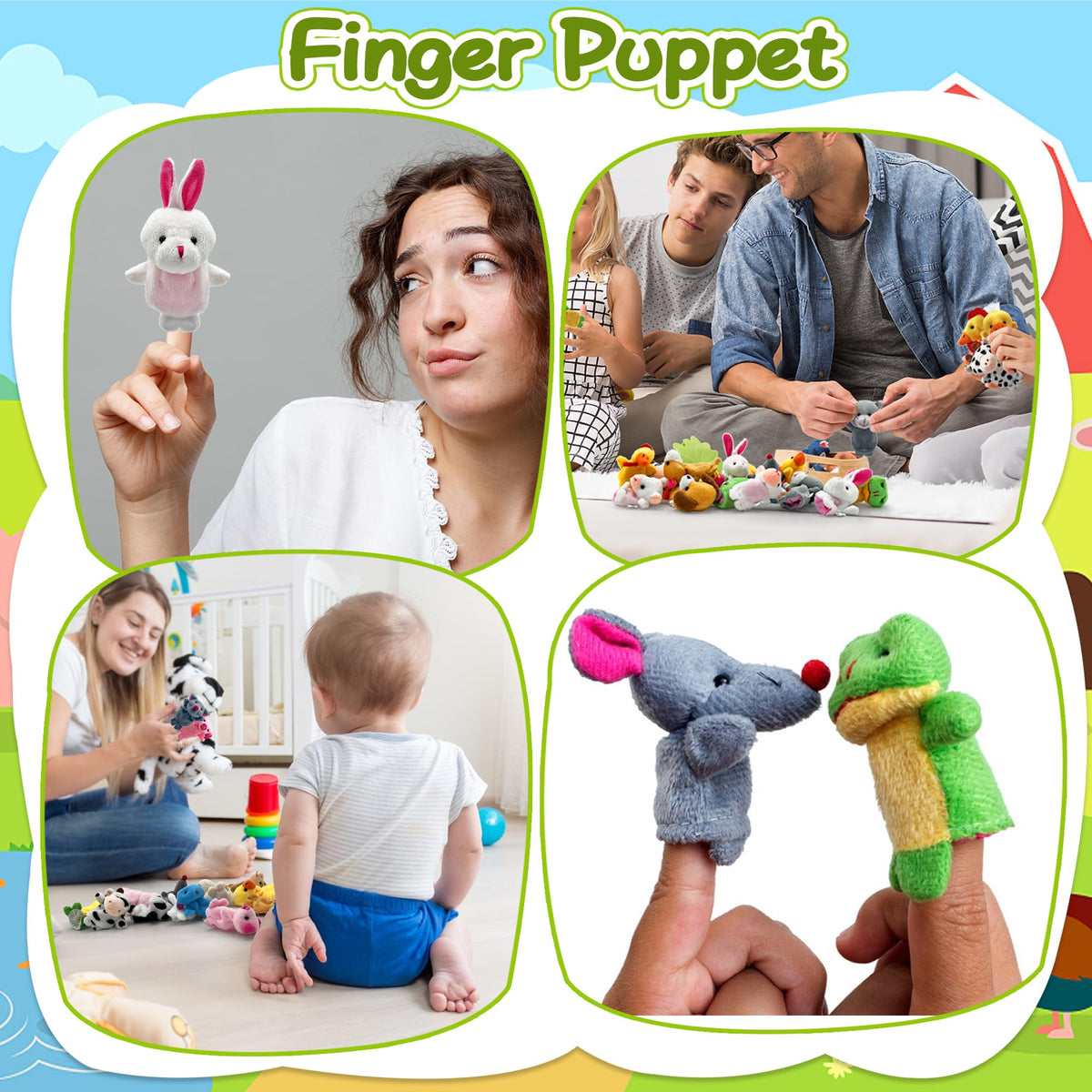 XIPEGPA storytime props featuring 2.56 x 1.97 inch puppets for engaging sessions.