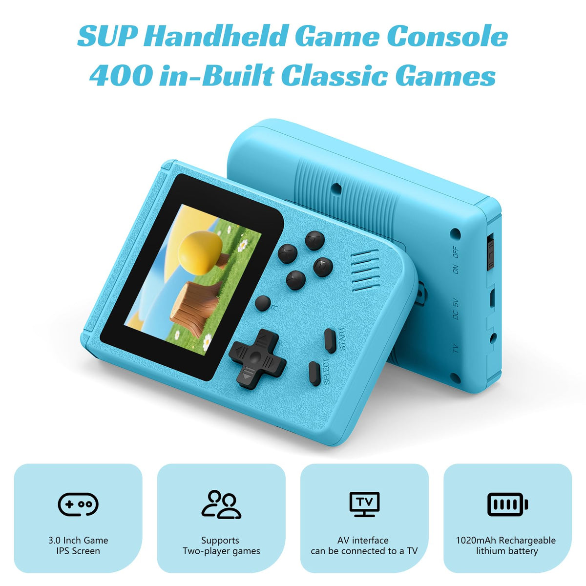 xiskt mini retro handheld console blue arcade joystick for precise in-game control