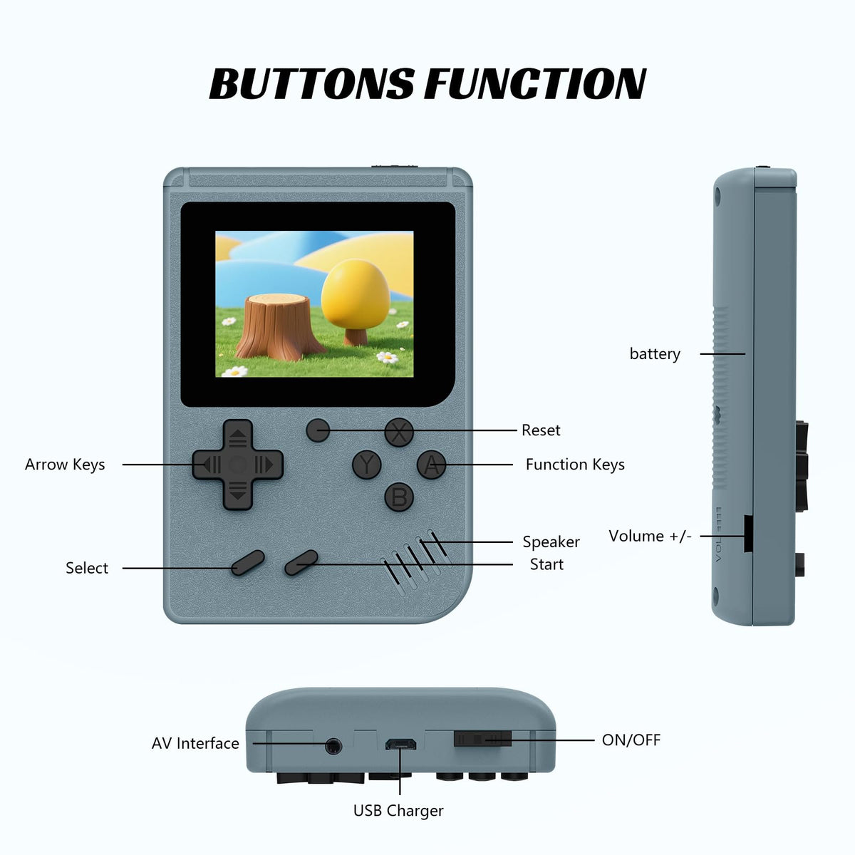 xiskt retro handheld console with 400 games menu for quick play sessions