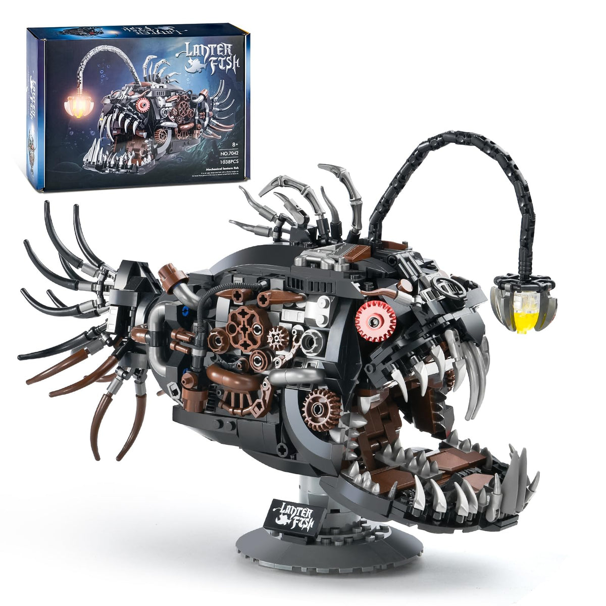 XITALAXU mechanical fish building set lantern-fish model for desktop display and learning