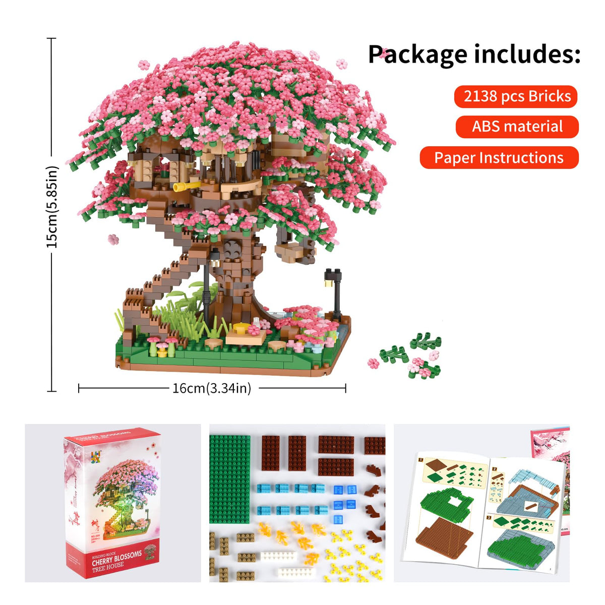 XIU pink cherry blossom blocks highlight delicate details during assembly