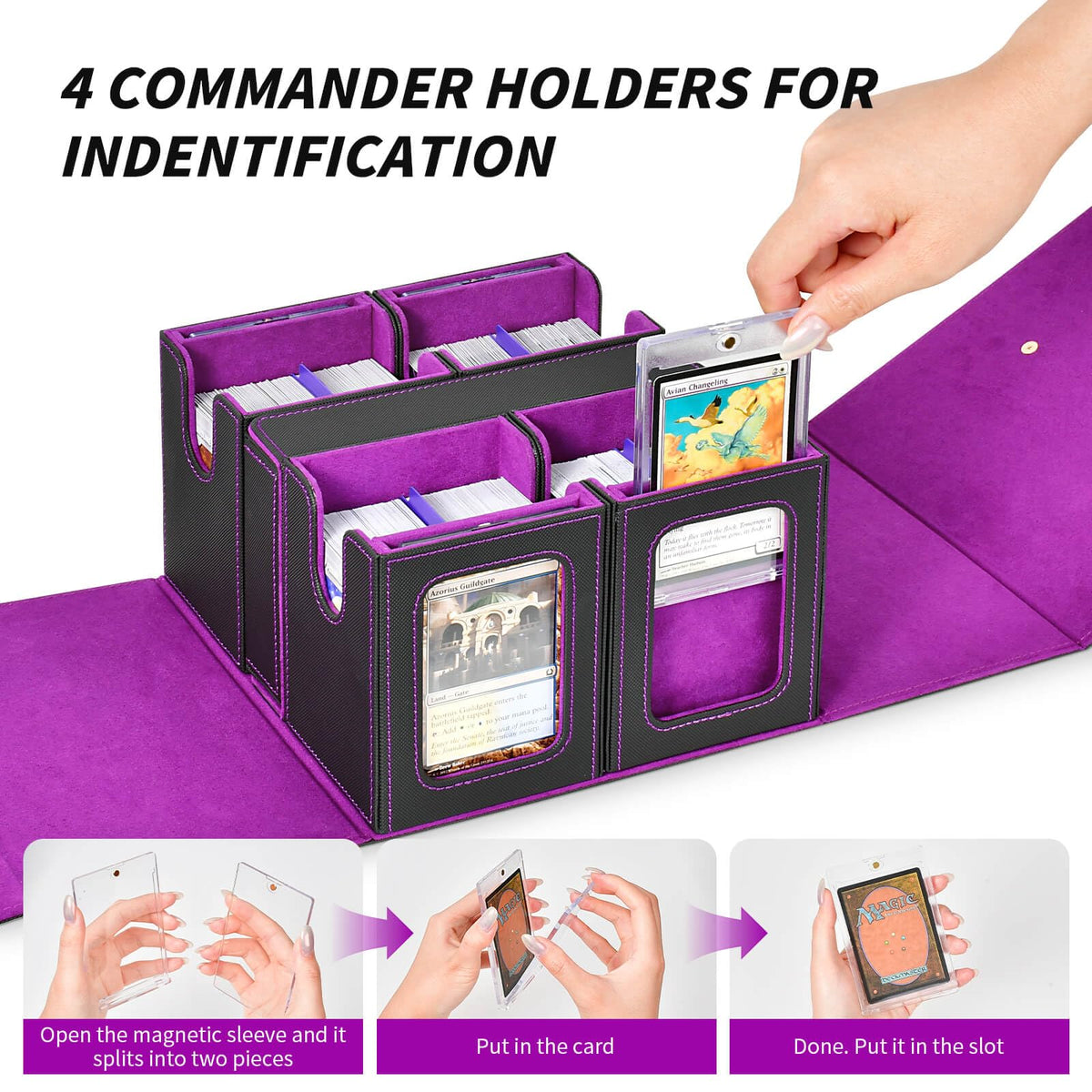 XiYeM PU leather exterior in black purple offers durable protection.