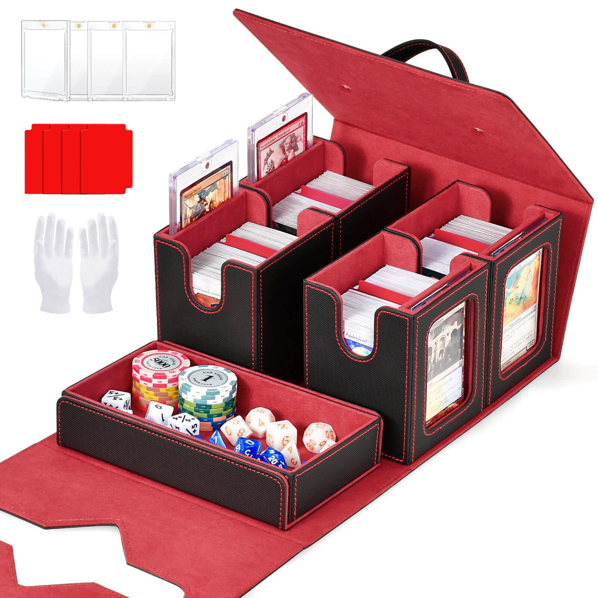 XiYeM Commander Deck Box with magnetic card holders showing commanders clearly