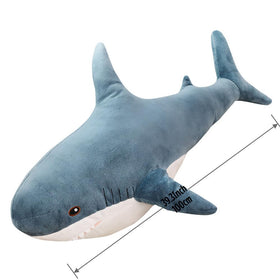 XIYUAN blue shark plush pillow, soft cushion for lounging on sofas and beds.