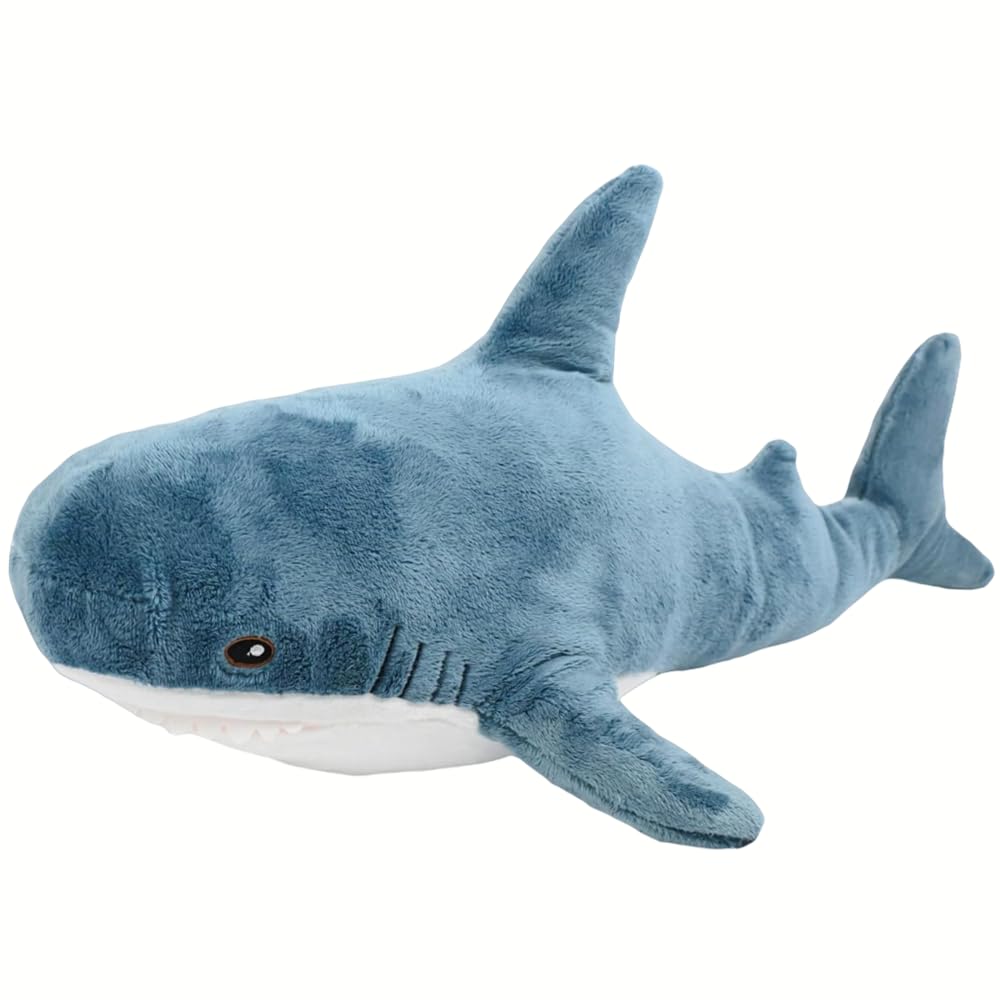 XIYUAN realistic blue shark plush, engaging for imaginative play and naps.