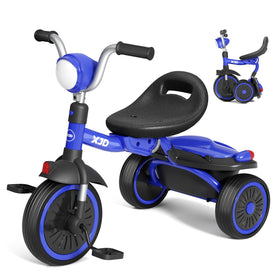 XJD Toddler Tricycle front view showcases sturdy frame for safe outdoor fun