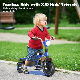 XJD Toddler Tricycle side view highlights adjustable seat for growing kids