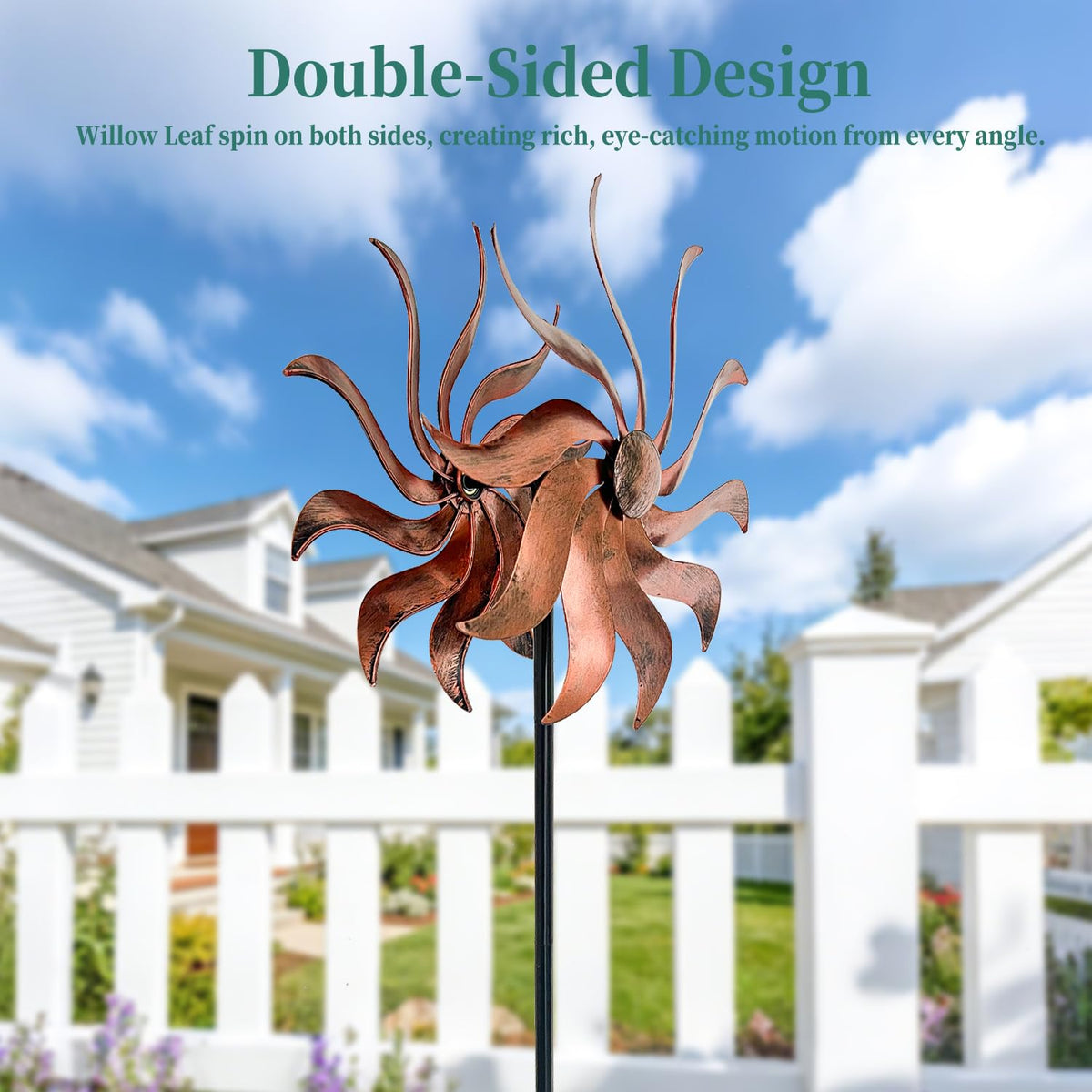 XLSWAIN Wind spinner catches sunlight for bright reflections and movement.