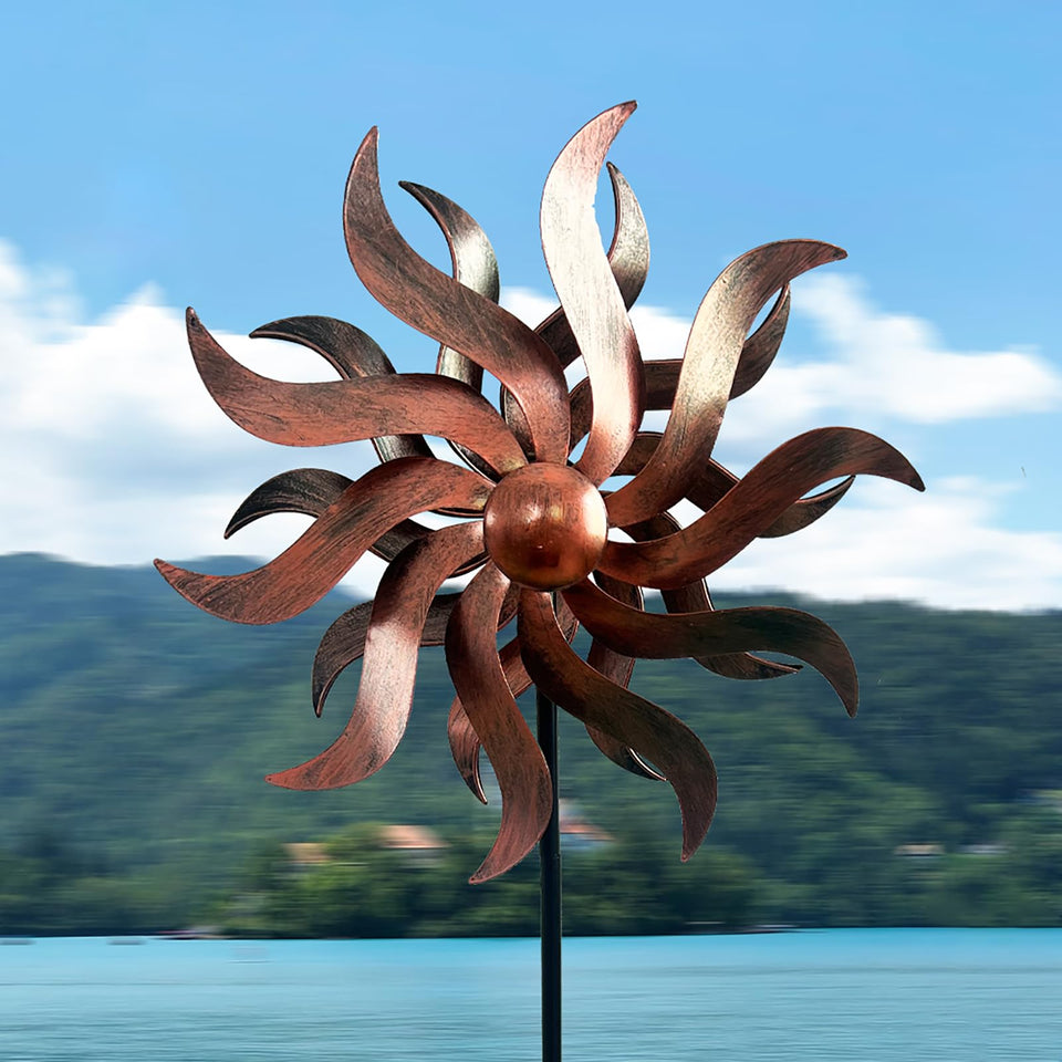 XLSWAIN Willow Leaf 360° Spinner outdoors adds graceful garden motion.