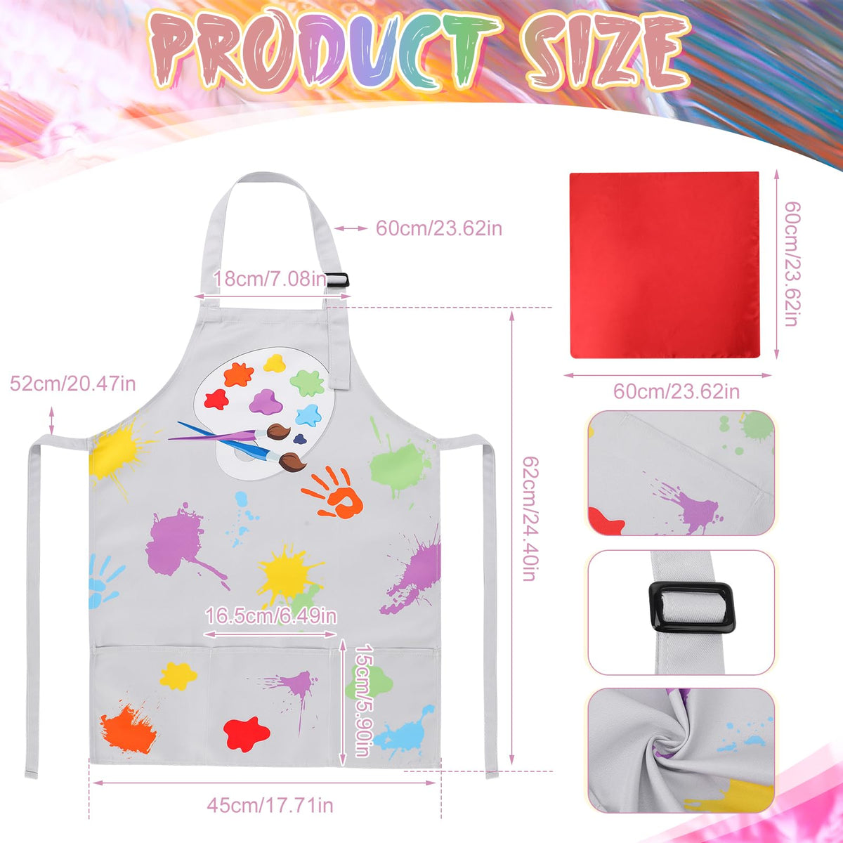 XLSXEXCL kids painting apron with pockets for tools