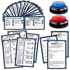 Xminc Bible Feud game with two buzzers ready for fast-paced church trivia.