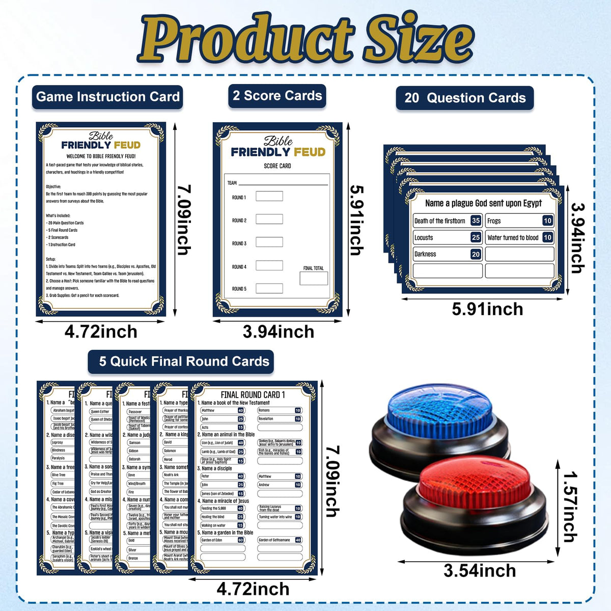 Xminc Bible trivia card pack with 28 premium cards for durable church events.