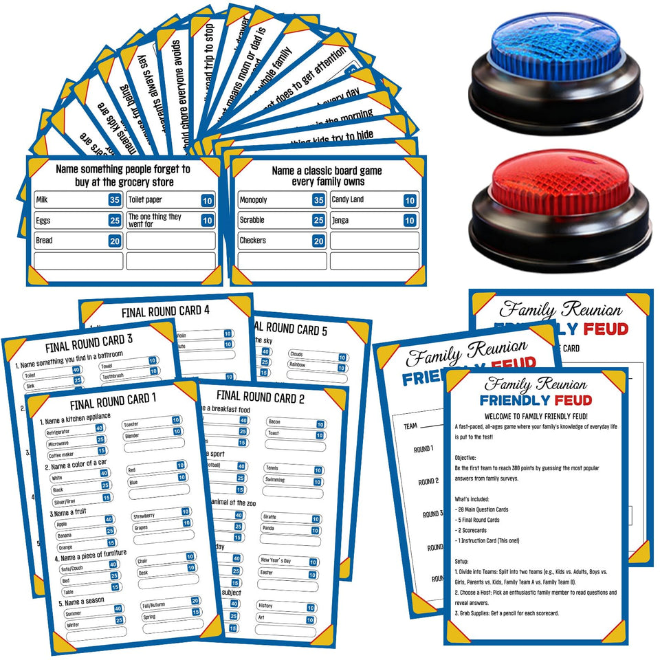 Xminc Family Feud game cards for lively family trivia and bonding.