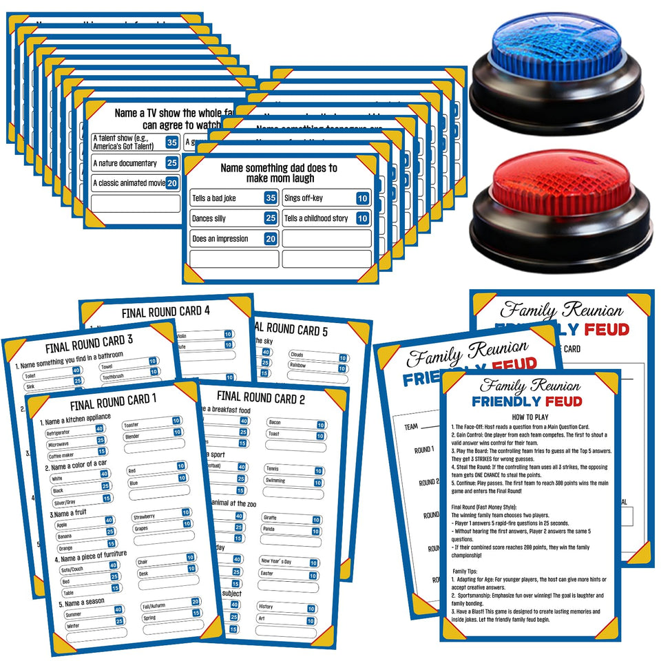 Xminc Family Feud game with two buzzers, ideal for lively family game nights.