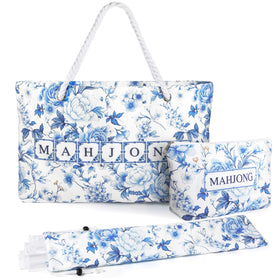 Xmoiqer empty mahjong tile bag front view shows roomy 3-in-1 design for tiles and racks.